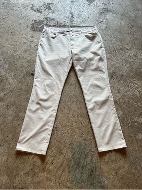 Peter Millar Cream Casual Trousers with Navy Trim